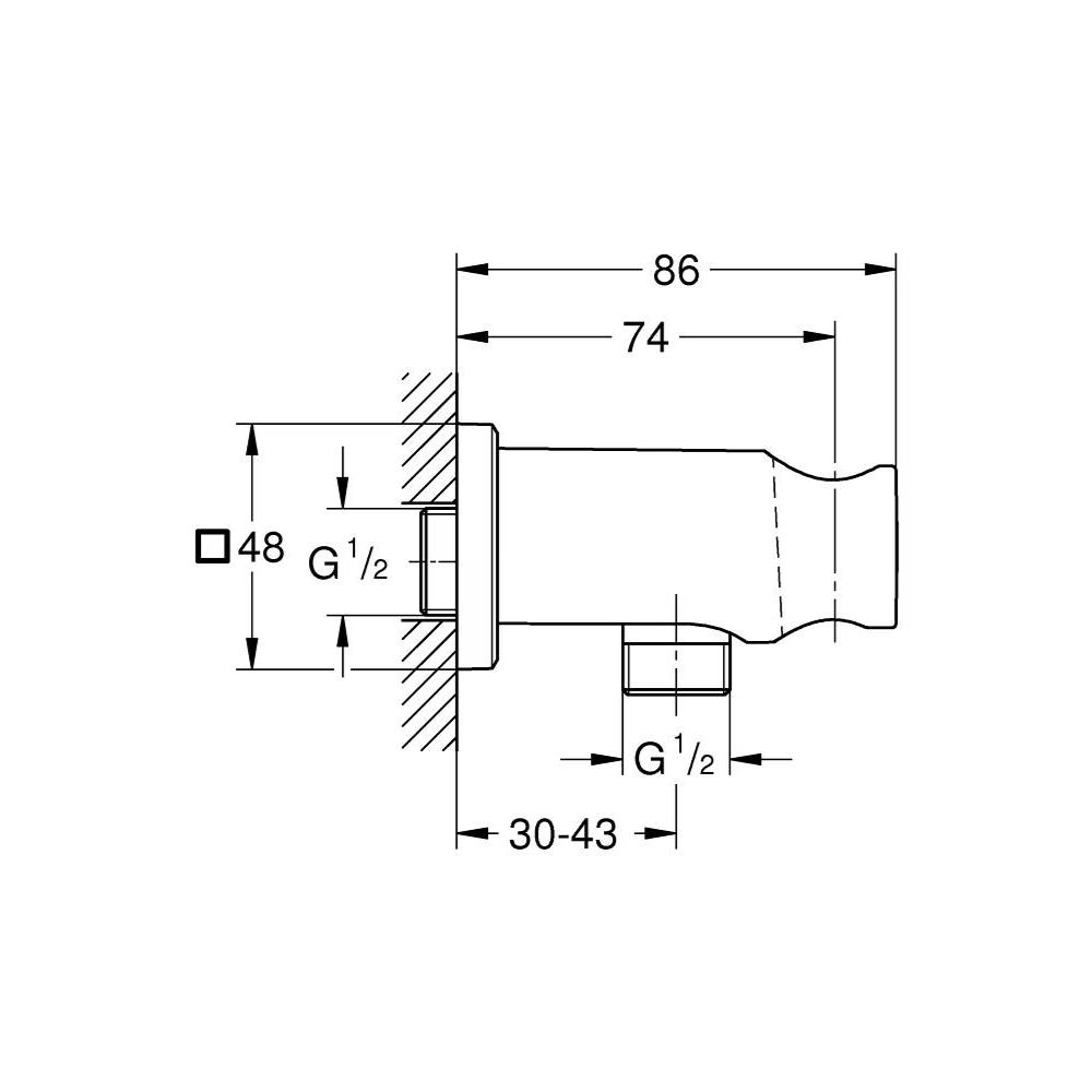 Coude à encastrer 1/2" avec support GROHE Rainshower Cool Sunrise schéma