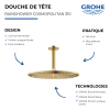 Douche de tête 1 jet bras plafond GROHE Rainshower Cosmopolitan 310 Cool Sunrise présentation