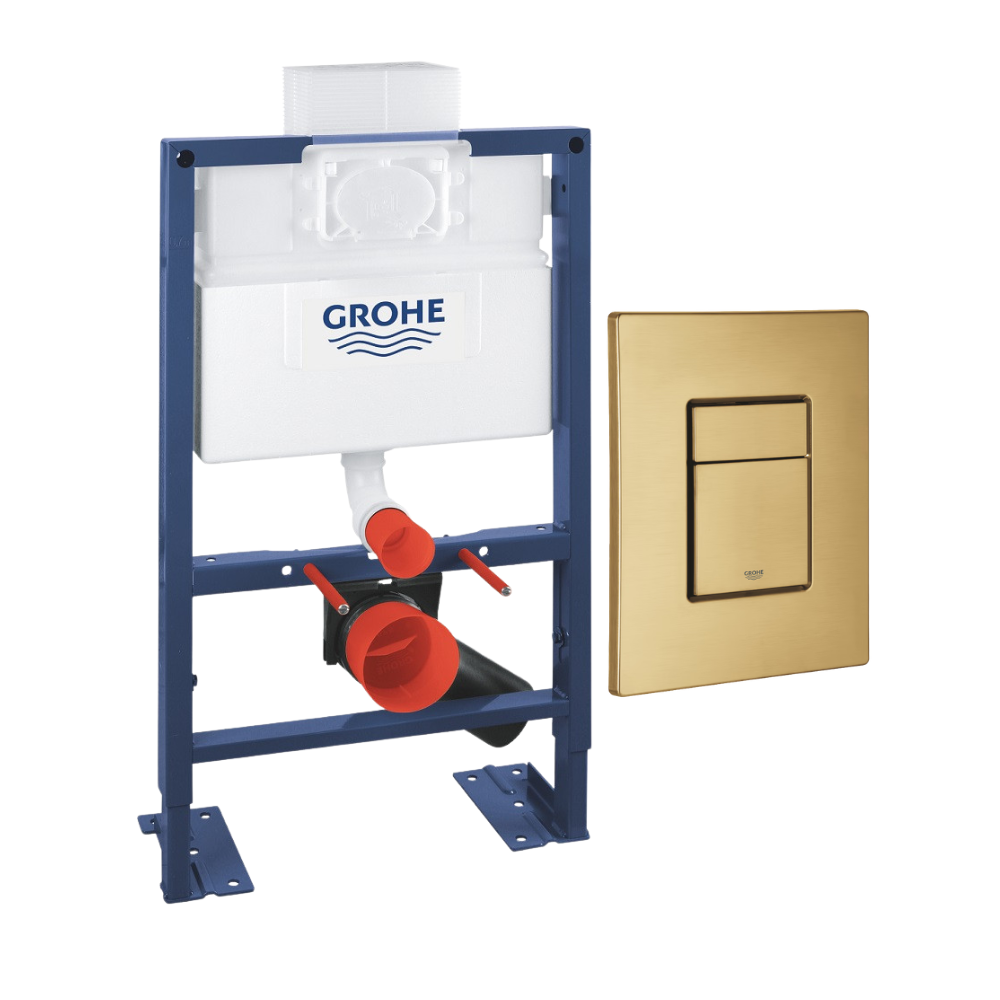 Bâti-support hauteur réduite GROHE Rapid SL + Plaque commande GROHE Skate Cosmopolitan Cool Sunrise face