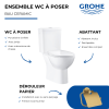 Pack WC à poser sans bride GROHE Quickfix abattant déclipsable + Dérouleur de papier mural Cool Sunrise présentation