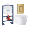 Pack WC suspendu GROHE sans bride caréné + Abattant Start + Bâti-support hauteur réduite + Plaque commande Cool Sunrise | Batine