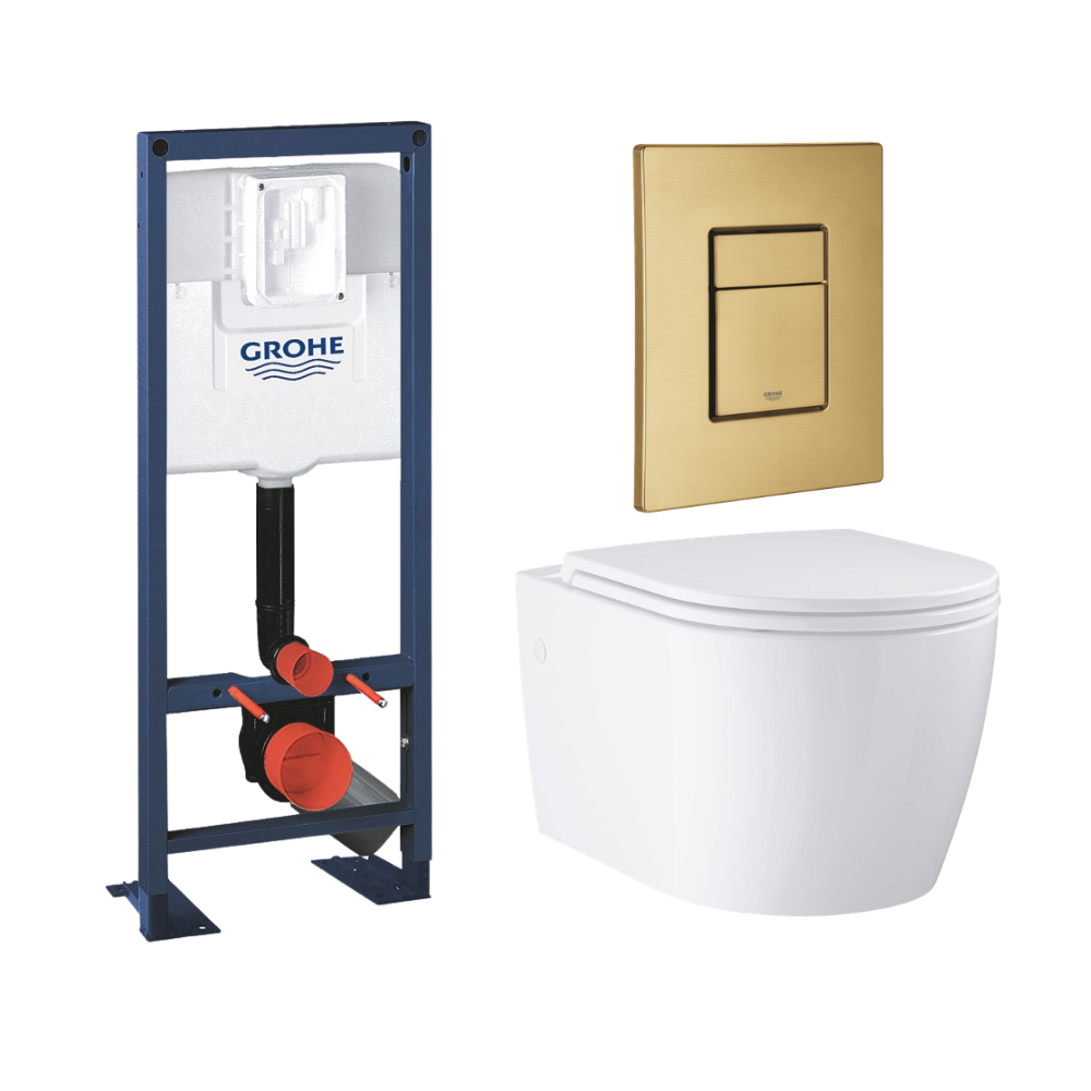 Pack bâti-support GROHE Rapid SL largeur réduite + WC suspendu sans bride caréné abattant Start face