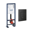 Bâti-support largeur réduite GROHE Rapid SL avec plaque commande Even noir mat face