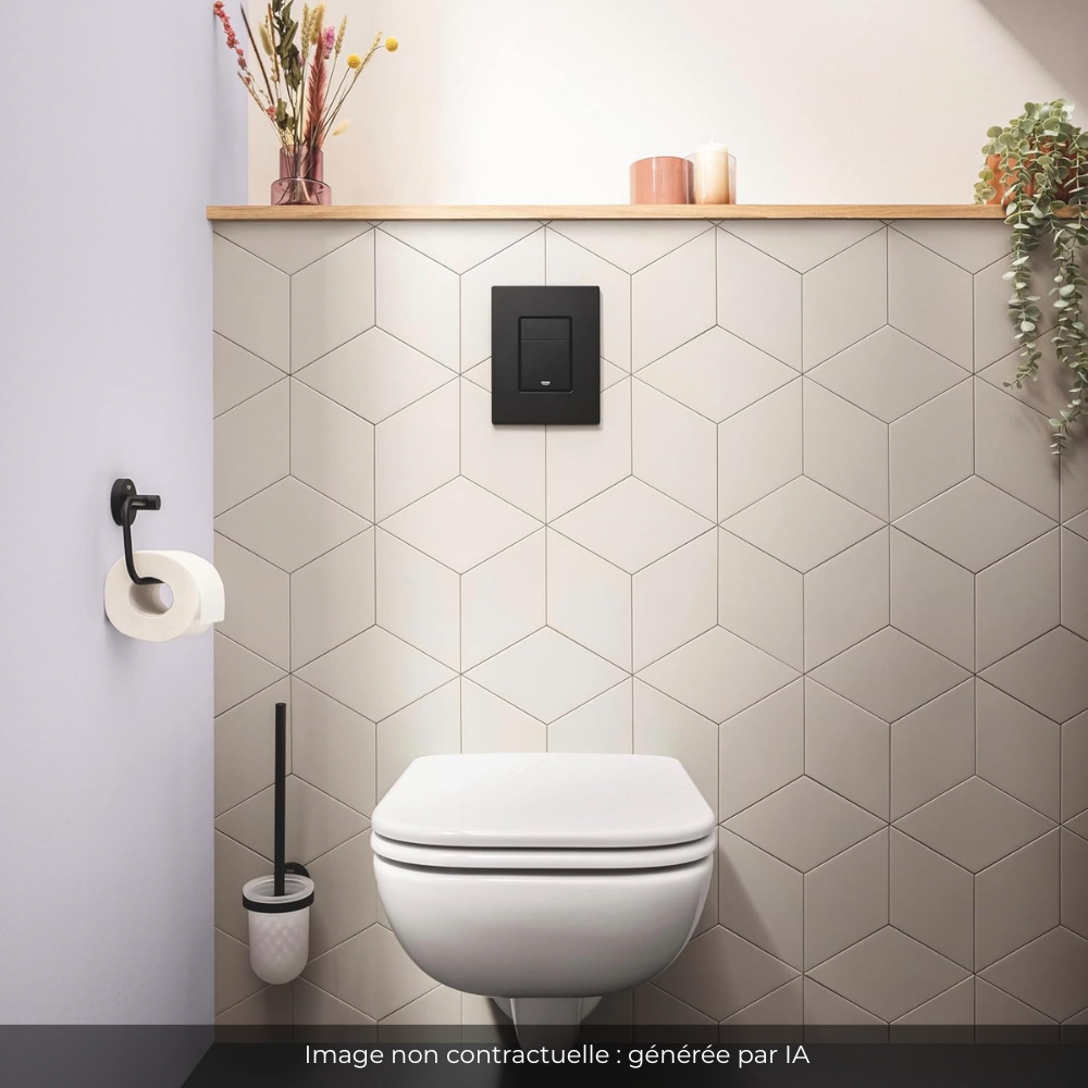Bâti-support largeur réduite GROHE Rapid SL avec plaque commande Even noir mat ambiance