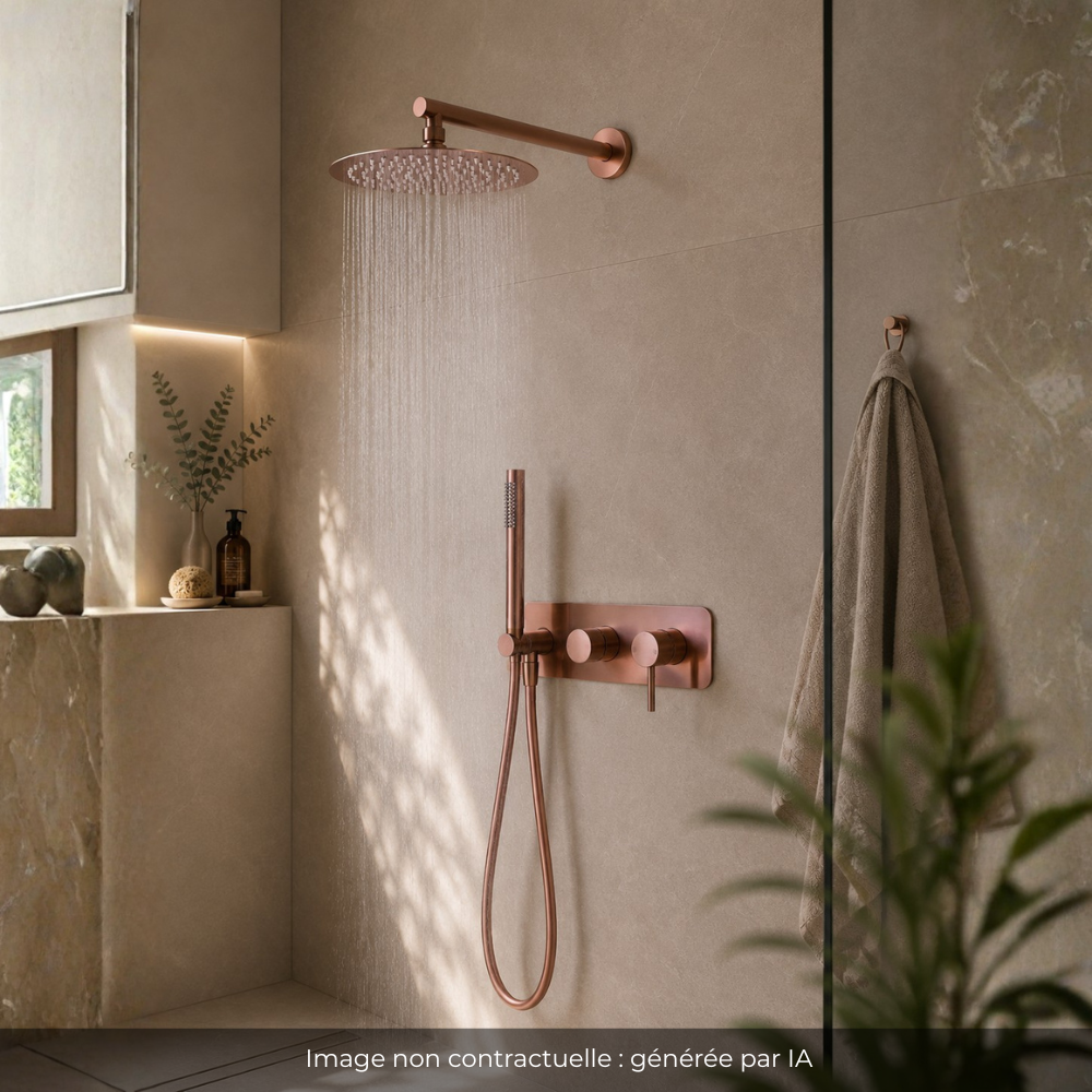 Ensemble de douche encastré PAINI Ortence bronze cuivré ambiance