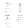 Ensemble GROHE Essence avec colonnettes Idro'Flex douchette ronde et support schéma