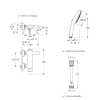 Ensemble GROHE Essence avec colonnettes Idro'Flex douchette carrée schéma