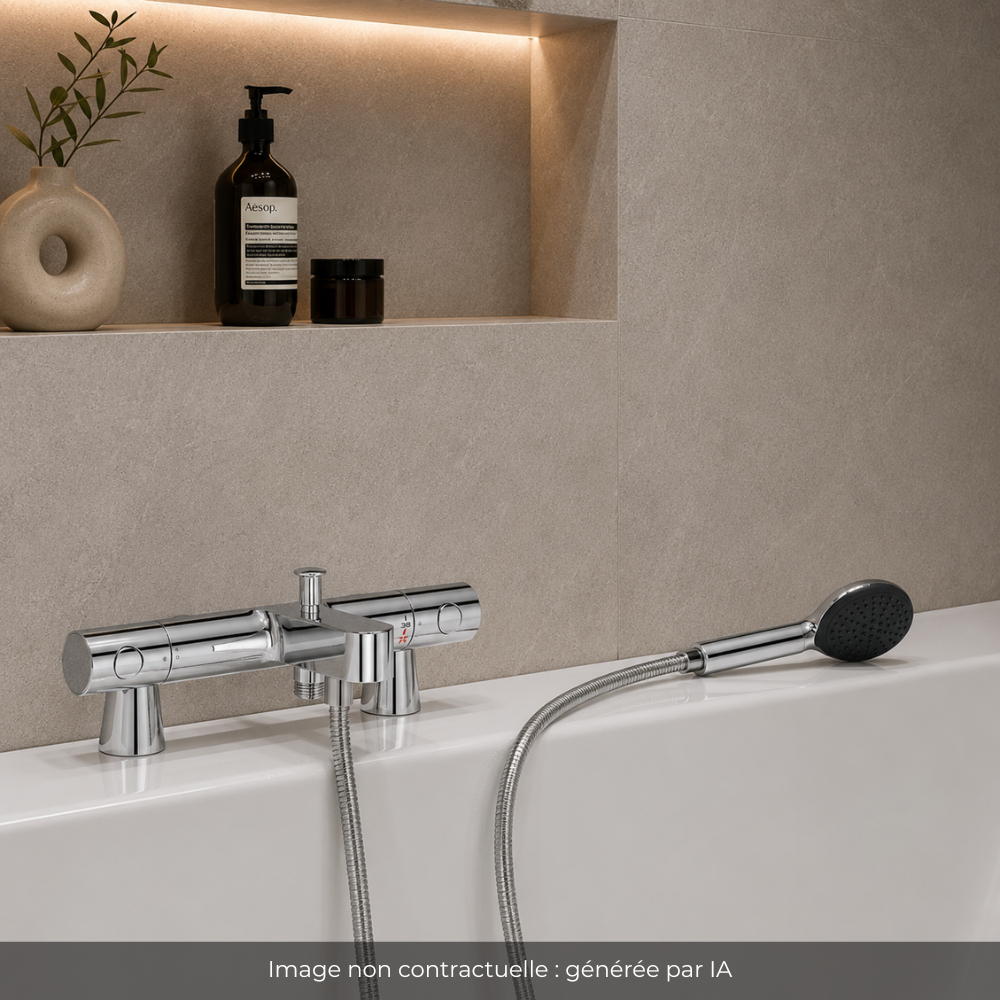 Ensemble GROHE Precision Get avec colonnettes douchette ronde ambiance