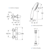 Ensemble GROHE Precision Get avec colonnettes douchette ronde schéma