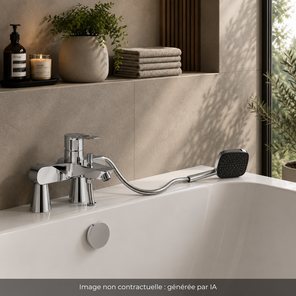 Ensemble GROHE Start Loop avec colonnettes douchette carrée ambiance