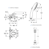 Ensemble GROHE Swift avec colonnettes douchette ronde schéma