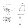 Ensemble GROHE Swift avec colonnettes douchette carrée schéma