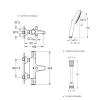 Ensemble GROHE Grohtherm 800 douchette carrée schéma