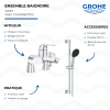 Ensemble GROHE Swift avec colonnettes avec douchette ronde et barre présentation