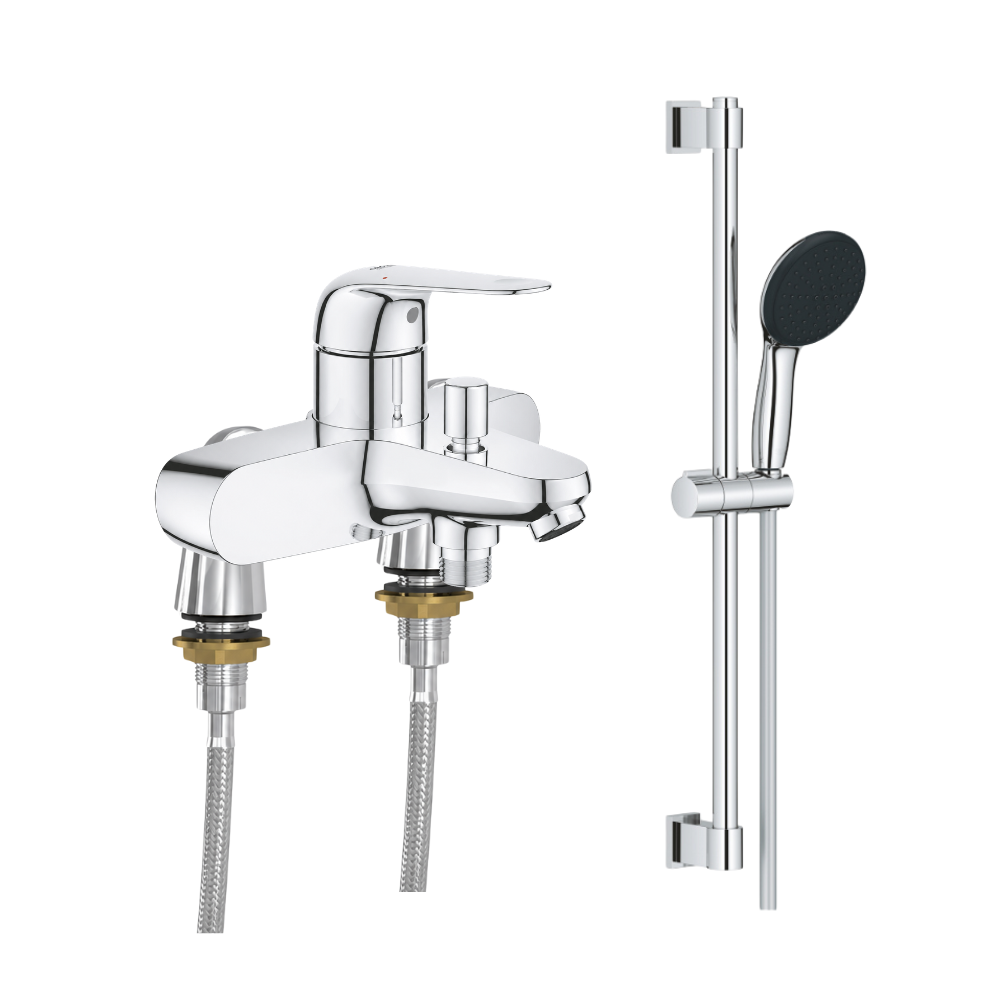 Ensemble GROHE Swift avec colonnettes avec douchette ronde et barre face
