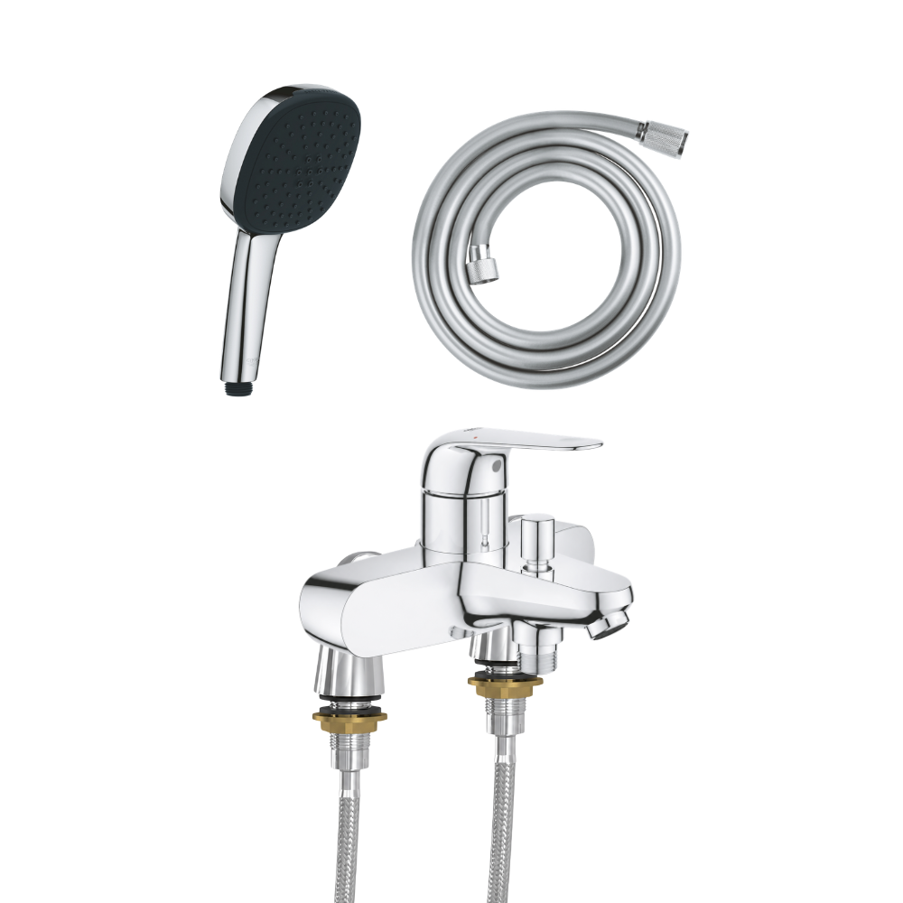 Ensemble GROHE Swift avec colonnettes douchette carrée face