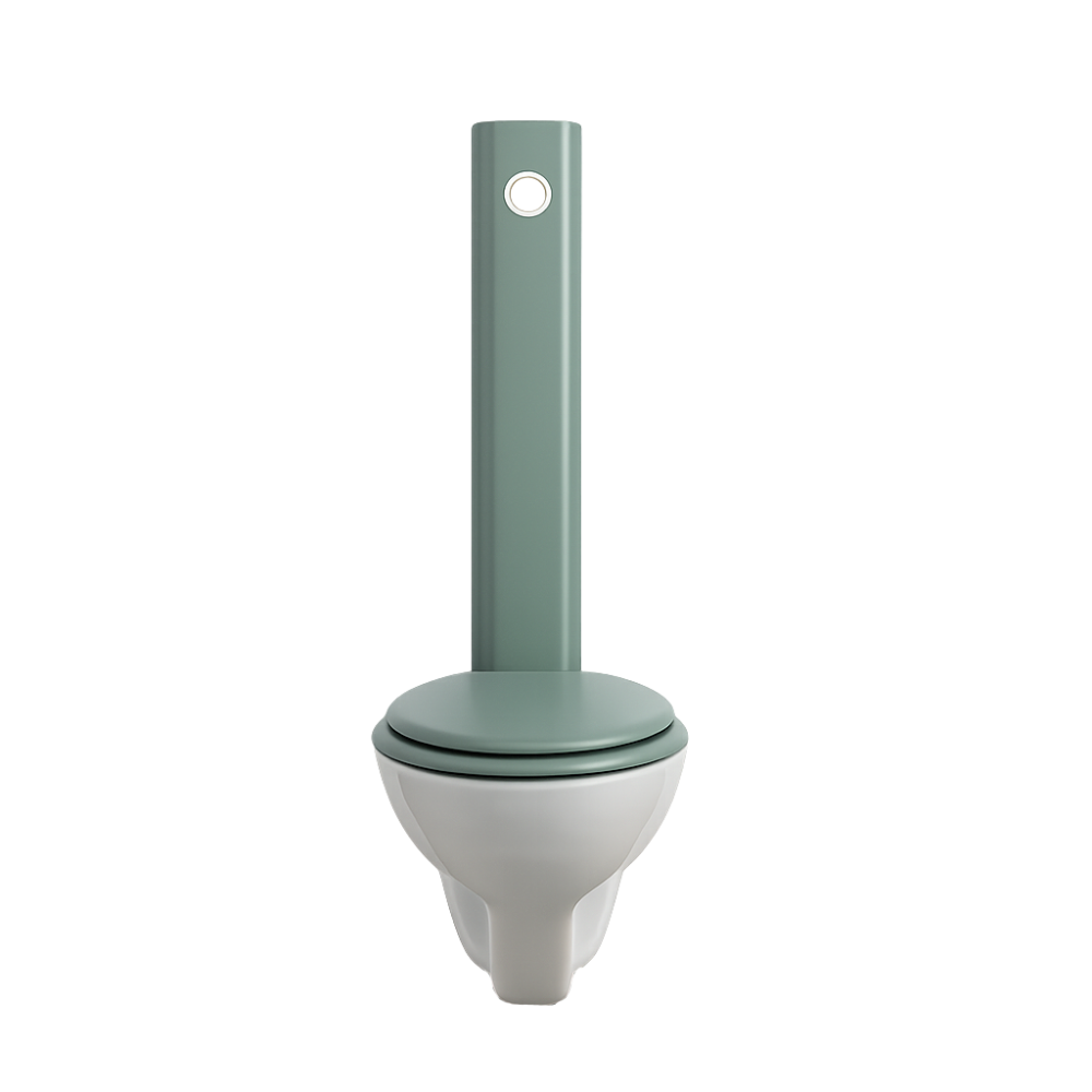 Pack WC suspendu GRIFFON 1950 Le Tube avec abattant frein de chute + Bâti-support autoportant Azur face