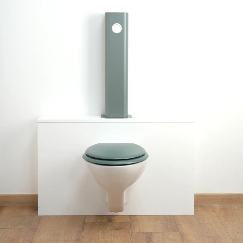 Pack WC suspendu GRIFFON 1950 Le Tube avec abattant frein de chute + Bâti-support autoportant Azur ambiance