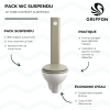 Pack WC suspendu GRIFFON 1950 Le Tube avec abattant frein de chute + Bâti-support autoportant Galet anodisé présentation