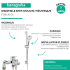 Pack mitigeur bain douche mécanique HANSGROHE Logis + ensemble de douche  + colonnettes Idro'Flex Chromé