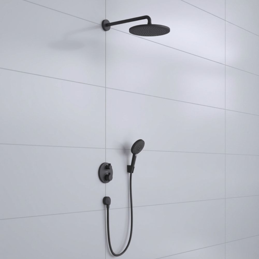 Colonne de douche thermostatique encastrée HANSGROHE Croma Ecostat S Noir mat|Batinea