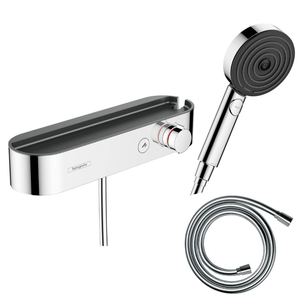 Pack mitigeur douche thermostatique HANSGROHE ShowerTablet Select + Flexible Isiflex + Pommeau 3jets Pulsify Select S|Batinea