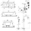 Baignoire droite 180x80cm avec pieds VITRA Neon blanc + Vidage WIRQUIN + Colonne bain thermostatique douche noir mat | Batinea