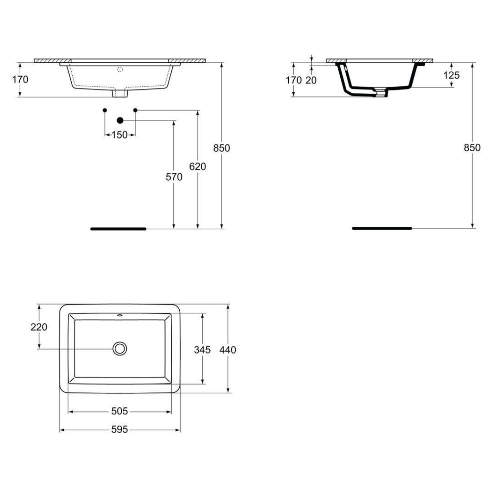 Vasque à encastrer 60 cm IDEAL STANDARD Strada K078001 | Batinea
