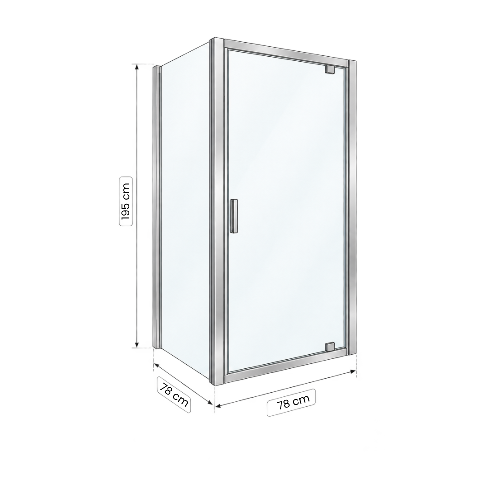 Paroi de douche NOVELLINI Lunes 2.0 G porte pivotante et paroi fixe schéma 78x78