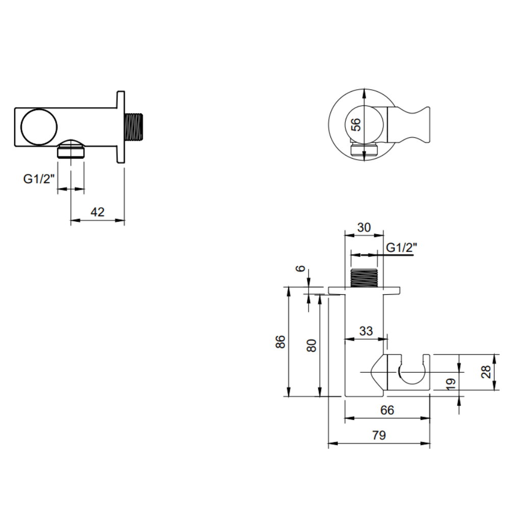 dimensions du support douchette Villeroy & Boch TVC000462000