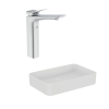 Lot Vasque à poser rectangulaire Idéal Standard Conca 60 cm blanche + Mitigeur lavabo réhaussé Conca couleur