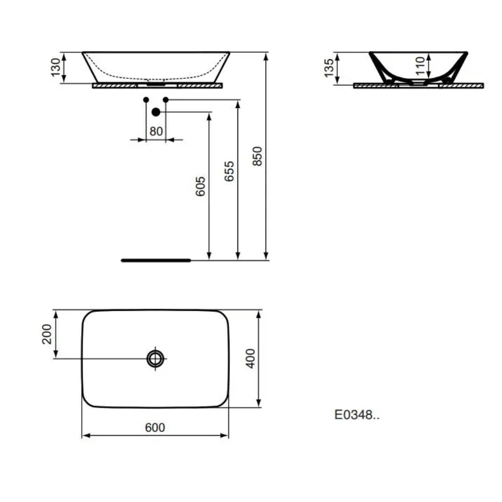 dimensions vasque E034801