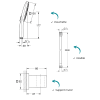 Douchette GROHE Vitalio SmartActive 130 Cube avec flexible 200 cm et support de douche schéma