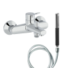 Mitigeur baignoire JACOB DELAFON Eo + pommeau de douche Shift Ellipse + flexible de douche lisse