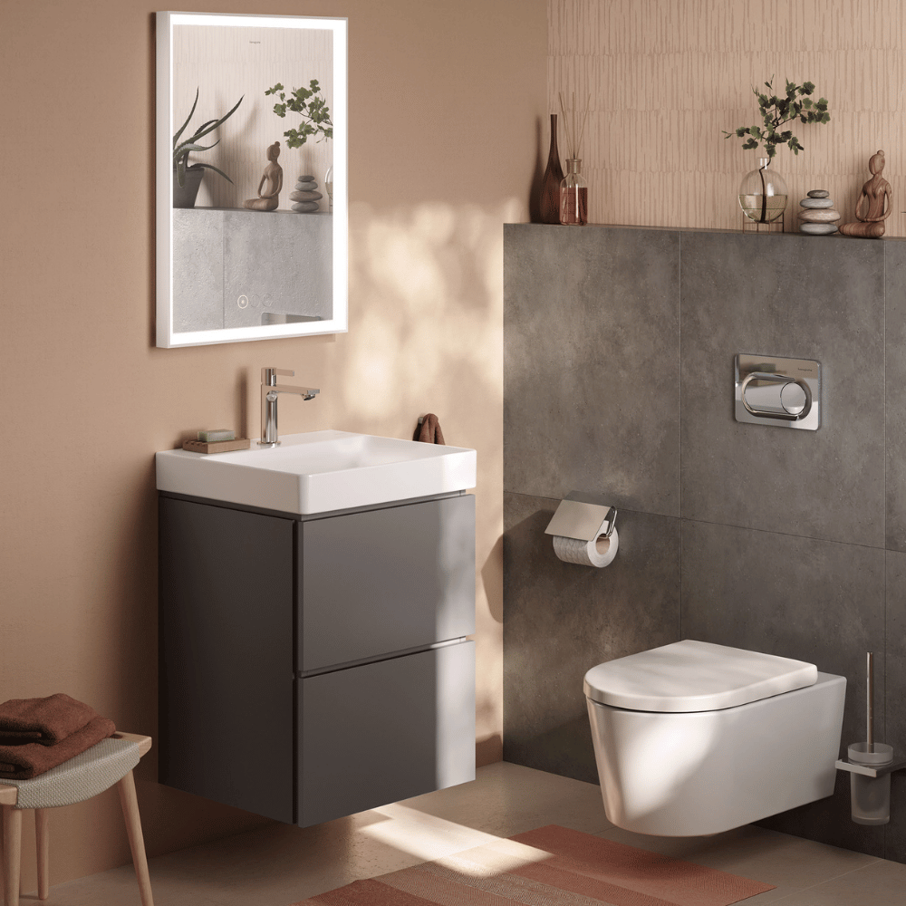 Bâti support sol et mur HANSGROHE iFrame Universal + Plaque double chasse HANSGROHE iFrame Original S | Batinea