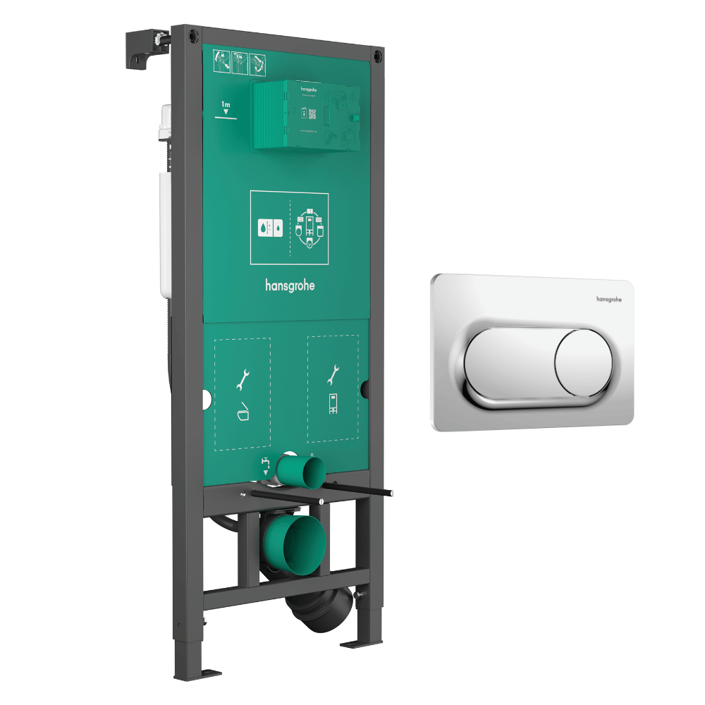 Bâti support sol et mur HANSGROHE iFrame Universal + Plaque double chasse HANSGROHE iFrame Original S | Batinea