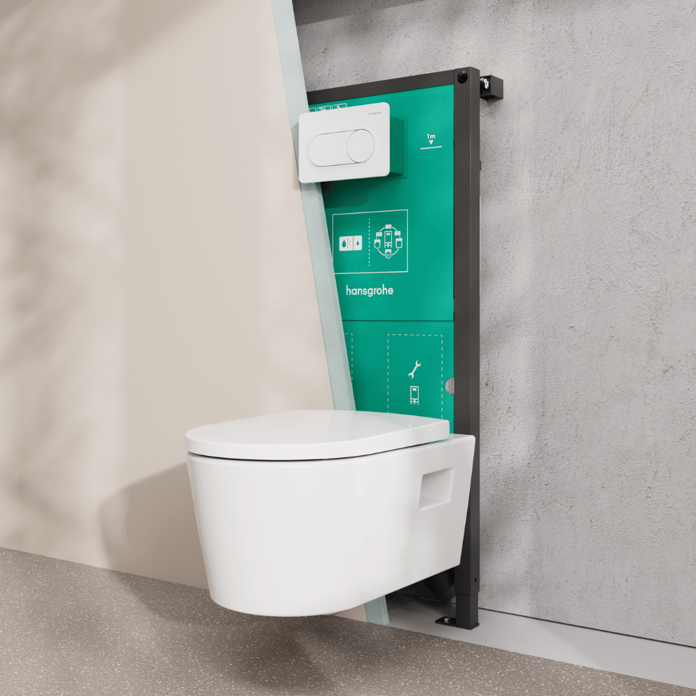 Bâti support sol et mur HANSGROHE iFrame Universal + Plaque double chasse HANSGROHE iFrame Original S | Batinea