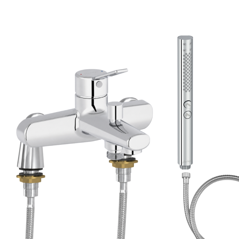 Mitigeur baignoire JACOB DELAFON Eo + pommeau de douche Shift+ rond + flexible de douche métal + colonnettes Idro'Flex