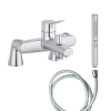 Mitigeur baignoire JACOB DELAFON Eo + pommeau de douche Shift+ rond + flexible de douche lisse + colonnettes