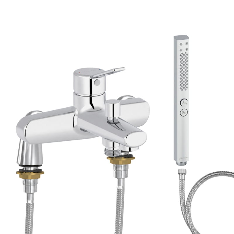Mitigeur baignoire JACOB DELAFON Eo + pommeau de douche Shift+ carré + flexible de douche métal + colonnettes Idro'Flex