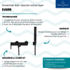 Ensemble bain douche mécanique VILLEROY & BOCH Dawn noir mat avec douchette Stick 1 jet + flexible 160 + support | Batinea