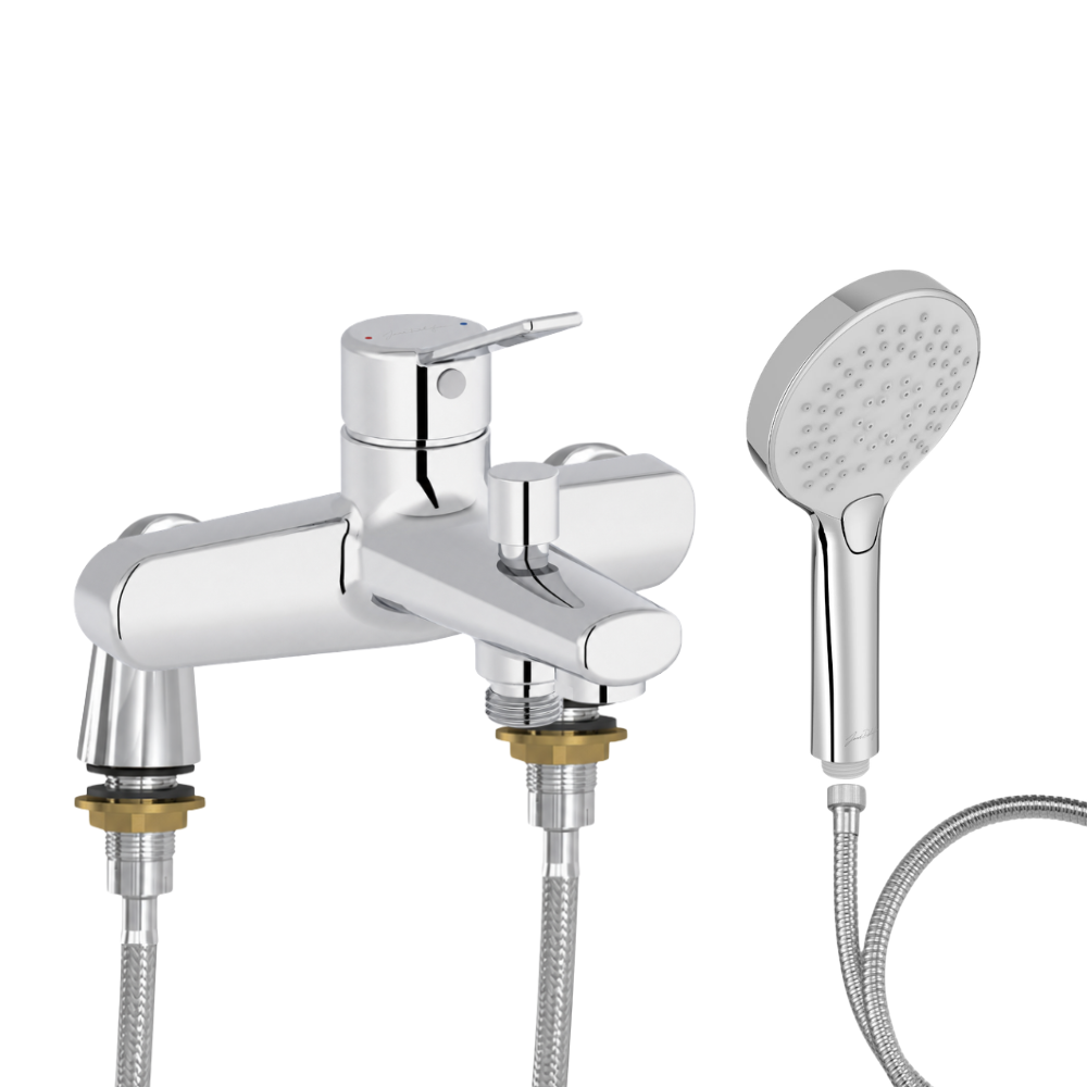 Mitigeur baignoire JACOB DELAFON Eo + pommeau de douche Metro + flexible de douche métal + colonnettes Idro'Flex