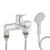 Mitigeur baignoire JACOB DELAFON Eo + pommeau de douche Metro + flexible de douche métal + colonnettes Idro'Flex