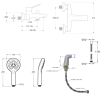 Mitigeur baignoire JACOB DELAFON Eo + pommeau de douche Metro + flexible de douche métal + colonnettes Idro'Flex