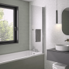 Pare bain relevable et pivotant 75x150cm KINEDO Columba 1 + porte serviette chromé ambiance 1