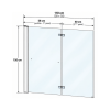 Pare bain relevable et pivotant 110x150cm KINEDO Columba 2 + porte serviette schéma