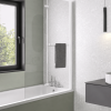 Pare bain relevable et pivotant 110x150cm KINEDO Columba 2 + porte serviette blanc ambiance 1