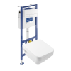Pack WC suspendu sans bride Villeroy & Boch Architectura Twistflush [e³] rectangle + bâti-support sol et mur + plaque | Batinea