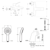 Mitigeur baignoire JACOB DELAFON Eo + pommeau de douche Metro + flexible de douche métal + colonnettes