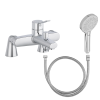 Mitigeur baignoire JACOB DELAFON Eo + pommeau de douche Metro + flexible de douche métal + colonnettes